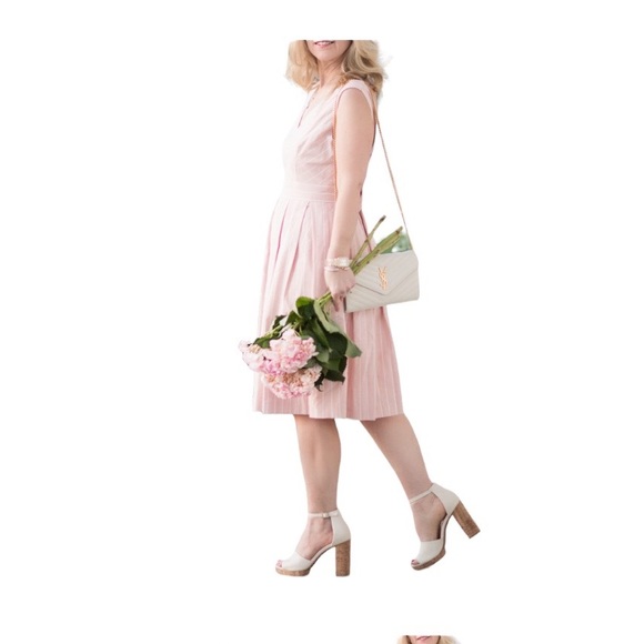 GAL MEETS GLAM Samantha Slub Stripe Fit & Flare Midi Dress, size10 - Picture 2 of 12